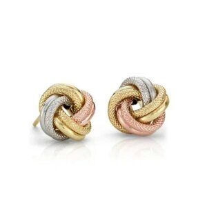 Trio Love Knot Earrings 14k Tri-color Italian Gold